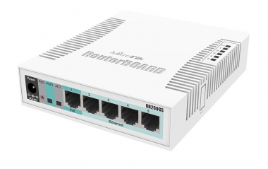 Switch réseau manageable 5 ports 10/100/1000 + 1 port SFP MikroTik CSS106-5G-1S (RB260GS) 