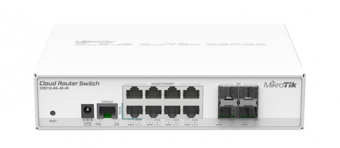 Switch réseau 8 ports 10/100/1000 + 4 ports SFP MikroTik CRS112-8G-4S-IN 