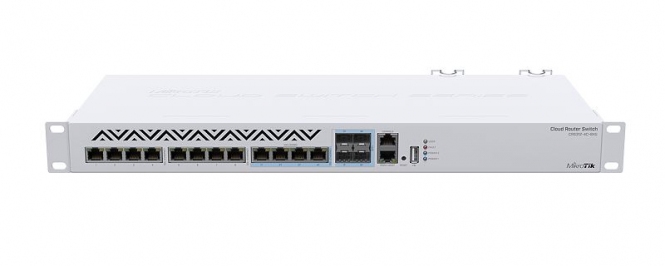 Switch réseau 8 ports 10 Gbps Ethernet + 4 ports combo RJ45/SFP+ MikroTik CRS312-4C+8XG-RM 