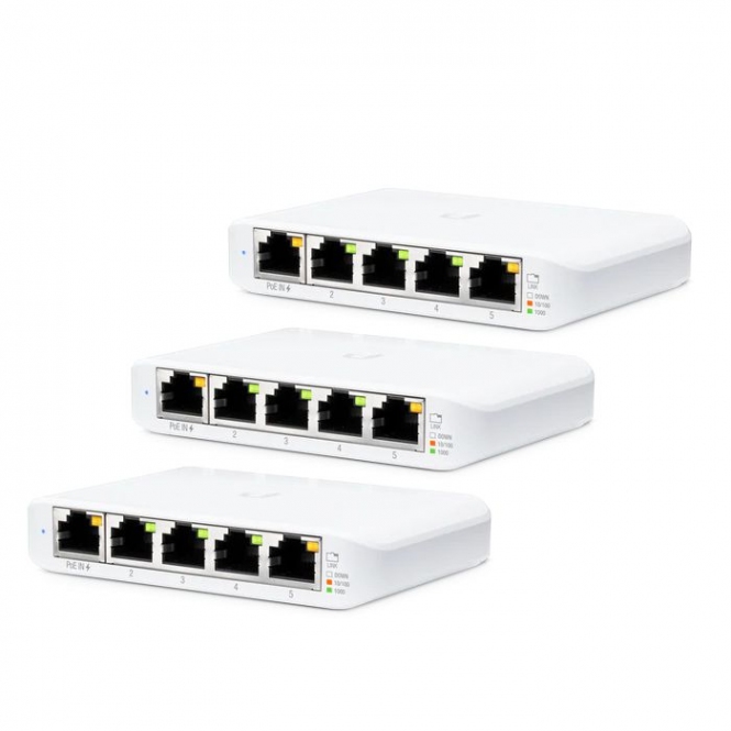 Switch réseau Ubiquiti UniFi USW-Flex-Mini 5 ports (lot de 3, sans alimentations) 
